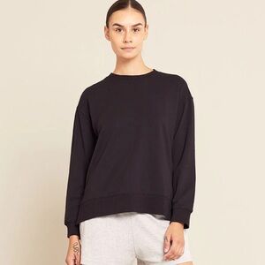 Boody Weekend Crew Pull Over Bamboo Black Organic Cotton Tunic Sweatshirt L